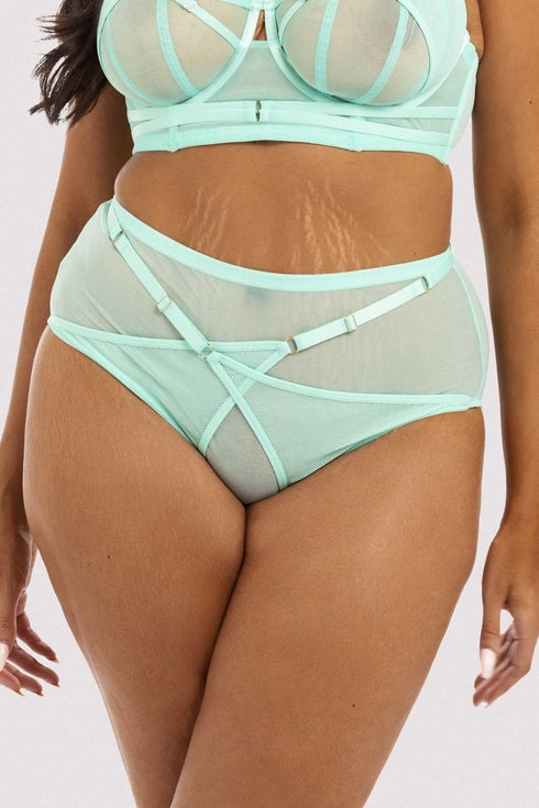 Eddie Crossover Wrap High Waist Knicker Curve - Aqua